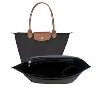 ZenithAura Bag Organizer for Longchamp Le Pliage, Premium Felt Handbag Insert, Shopper Organizer with 6 Pockets, Large, Black