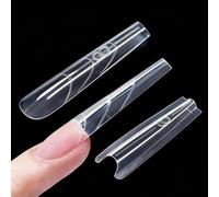 ZenithAura Original Sandwich Nail Shapes Dual Set 240 Pieces Long Coffin Nail Template For Quick Nail Extension No Paper Forms Needed 15 Sizes Plastic Mold