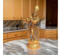 ZenithCart Aluminium Krishna Playing Flute Idol Statue | Durable and Elegant Divine Figurine for Home Temple, Office | Symbol of Devotion and Harmony | 10D x 5.5W x 21.3H Cm