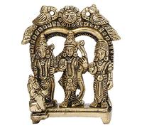 ZenithCart Brass Ram Darbar Idol - 3.5-Inch Height Multicolor Statue of Lord Ram, Sita, Lakshman & Hanuman - Hindu God Murti for Mandir, Temple, or Home Décor