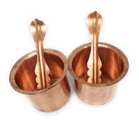 ZenithCart Copper Panchpatra with Aachmani | Anchmani Copper Spoon for Home Temple | God Pooja aarti | Pack of 2 Set