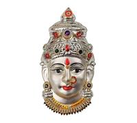 ZenithCart Metal Varalakshmi Face for Pooja | Traditional Decorated Goddess Lakshmi Face Idol | MATA Face for Puja Altar Decoration | 17cm | Color Silver