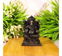 ZenithCart Natural Black Karungali Wood Ganesh Idol - 2.5 Inch Unpolished Ebony Vinayagar Statue for Pooja, Home & Tabletop Décor | Traditional Ganapati Murti Gift