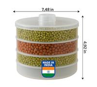 ZenithCart Sprout Maker with 4 Compartments for Multi Purpose Use | Plastic Grocery Container | Sprouted Grains Dal | Channa Chole Ragi | Organic Sprouting Jar | 500ml,4-Layer