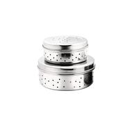 ZenithCart Stainless Steel Storage Box for Green Coriander, Curry Leaves & Sprouts | Air Ventilated Hole Puri Flat Canister | 650ml & 850ml