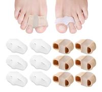 ZenithCove 12PCS Bunion Toe Separators, Double Loops Breathable Hammertoes Straightener Gel Corrector Soft Big Toe Spacers Washable Reusable for Overlapping Toes Bunions Hammer (6Nylon+6Gel)