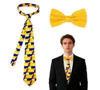ZenithCove Men's Ducky Ties, Men's Funny Tie Bow Tie & Handkerchief Set Novelty Yellow Duck Pattern Necktie Gifts for Men Weddings Prom Celebration Romantic Film Christmas Cosplay Carnival