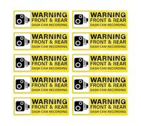 ZenithQuest 10 Pack Front Rear Dash Cam Recording Warning Stickers 150x50mm Waterproof Removable Vinyl Car Decals for Vehicle Windows Bumpers