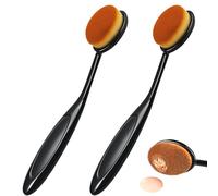 ZenithQuest 2 Pack Kabuki Foundation Makeup Brushes, Soft Nylon Bristles Black Curved Handle Cosmetic Face Brushes, for Liquid Cream Powder Foundation, Travel Friendly Beauty Tool
