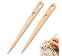 ZenithQuest 2 Pack Wooden Nalbinding Binding Needles, 15cm (5.91") Multipurpose Large Eye Weaving Needles for Knitting, Sewing, Tapestry & Handicrafts
