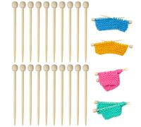 ZenithQuest 20 Pcs Bamboo Single Pointed Knitting Needles Marking Pins Mini Straight Knitting Needles Knitting Crochet Supplies