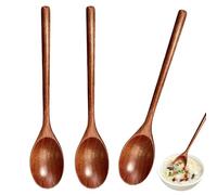 ZenithQuest 3 Pack 23.5cm Natural Wooden Spoons, Long Handle Cooking Mixing Spoons, Non-Stick Safe for Soup Coffee Baking Stirring, Kitchen Utensil Set