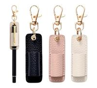 ZenithQuest 3 Pcs Lanyard Pen Holders, PU Leather Pen Pouch with Anti-Lost Keychain & Clip, Portable Pen Holder for Clipboard, Badge, Office, School & Hospital Use