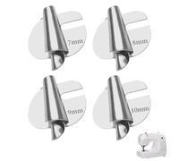 ZenithQuest 4PCS Rolled Hem Presser Foot Set, 7-10mm Stainless Steel Sewing Machine Hemming Feet, with Magnetic Seam Guide & Sewing Clips, Universal Accessories for Quilting Hemming Tailoring