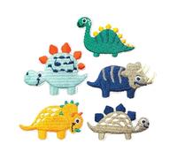 ZenithQuest 5 Pcs Dinosaur Embroidered Iron On Patches, Colorful Fabric Applique Patches for DIY Crafts, Jeans, Jackets, Backpacks, Clothing Decoration & Fabric Repair