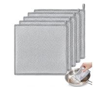 ZenithQuest 6 Pack Triple Layer Stainless Steel Wire Cleaning Cloths, 20x20cm Non-Scratch Reusable Metallic Mesh Scrubbing Pads for Cookware, Sinks, Dishes & Cooker Hobs