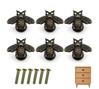 ZenithQuest 6 Pack Vintage Bee Cabinet Knobs, Decorative Drawer Pulls | Antique Bronze Zinc Alloy Bee Cabinet Knobs, Single Hole, Decorative Pulls for Cupboards, Wardrobes & Furniture Drawers