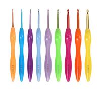 ZenithQuest 9 Sizes Rainbow Crochet Hooks Set, Ergonomic Plastic Handle Aluminum Hooks for Crocheting & Knitting, Colorful Soft-Grip Crochet Needles (2.0mm to 6.0mm) for Yarn Craft Projects