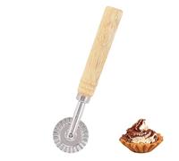 ZenithQuest Fluted Pasta Cutter Wheel & Ravioli Cutter, 360° Rolling Dough Cutter with Long Wooden Handle, Zinc Alloy Pastry Tool for Dumpling Lace Biscuit Mould, 6.3 Inches Silver