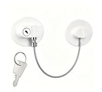 ZenithQuest Fridge Lock with Key, White Adhesive Refrigerator Door Lock, Aluminium Cable Lock for Cabinets, Cupboards, Drawers, Kitchen & Home Security Use