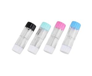 ZenithQuest Mini Colorful Contact Lens Cases：4PCS Travel RGP Hard Case Protective Box Cosmetic Container Holder Lens Solution(Black Green Blue and Pink)