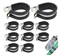 ZenithQuest Pipe Clamps 18mm Stainless Steel, Rubber Lined P Clips Metal Conduit Cable Clamp Set Plumbing Hose Clamps Pack of 10 Pipe Clip Black