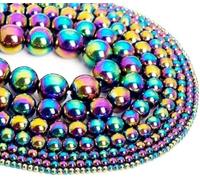 Zenkeeper about 180pcs Rainbow Hematite Beads for Jewelry Making 4mm Rainbow Hematite Loose Beads