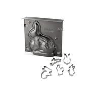 Zenker 9917550 3D Easter Bunny Cake Mould and Cookie Cutters, Lamala Mould and Pastry Cutter, Baking Utensils, Rabbit Mould, Cake Mould, Steel, Stainless Steel, 21.5 x 19 x 6 cm and Approx. 9 cm