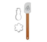 Zenker Christmas Baking Set, Silicone Spatula & 2 Cookie Cutters, Snowman & Snowflake, Non-Stick Non-Scratch Kitchen Tool with Snowman Motif, Stainless Steel, White Spatula & Silver Cutter
