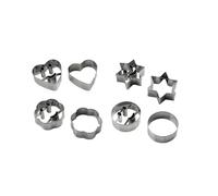 Zenker Cookie Cutters Set of 2, Hearts, Stars, Flowers, or Round with Smiley Face, Stainless Steel, Approximately 6x6x2.5cm, Silver