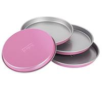 Zenker Creative Studio Layered Cake Tray Set, Round Baking Moulds, Baking Trays with Non-Stick Coating, Cake Mould: Diameter 170 mm x 17 mm, Creative Baking (Colour: Pink, Silver), Quantity: 4 Pieces