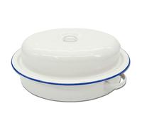 Zenker Enamel Oval Roasting Dish, Vintage Design, Roasting Tin, Perfect for Roasts & Pies, Easy to Clean, Oven Safe Up to 230 Degrees Celsius, PTFE & PFOA Free, 33x23.7cm, White & Blue