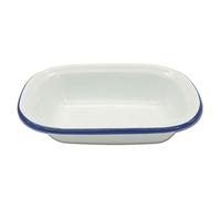 Zenker Enamel Small Pie Dish, Vintage Design, Baking and Roasting Tin, for Roasts, Pies and Pastries, Lightweight, Easy to Clean, Air Fryer Compatible, PTFE and PFOA Free, 19.5x14.5cm, White and Blue