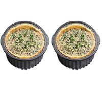 Zenker Quiche Tray Round Ø30cm, Glass Fibre Silicone Baking Pan with Strong Nylon Edge, Rounded Shape with Excellent Non-Stick Properties, Ideal for Baking at Home (Colour: Black), 43578 (Pack of 2)