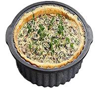 Zenker Quiche Tray Round Ø30cm, Glass Fibre Silicone Baking Pan with Strong Nylon Edge, Rounded Shape with Excellent Non-Stick Properties, Ideal for Baking at Home (Colour: Black), 43578