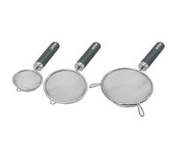 Zenker Set of 3 Sieves, Small 7cm, Medium 10cm, Large 14cm, Versatile Stainless Steel Fine Mesh Strainers for Sifting, Dusting Icing & Straining Tea or Removing Lumps, Grey Plastic Handle