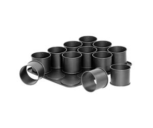 Zenker "Special Creative Mini-Tartlet Tray Makes 12 Tartlets, Stainless Steel, Black, 38 x 30 cm
