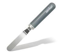 Zenker Stainless Steel Curved Mini Icing Spatula, Rounded Plastic Handle, Angled Pallet Knife for Easy Icing and Decorating Cakes, Cupcakes, and Pastries, Grey, 23x2.5x2cm