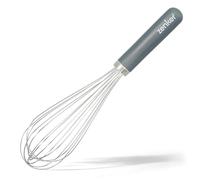 Zenker Stainless Steel Egg Whisk with Rounded Plastic Handle for Comfort and Firm Grip, Wire Balloon Head for Baking and Whipping Cream, Rust Resistant, Grey, 30x7x7cm