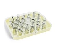 Zenker Stainless Steel Icing Nozzle Set, 26 Versatile Nozzles & 2 Plastic Applicators, with Handy Storage Box for Creative Cake, Biscuit or Muffin, Decorating,16.5x13.5x4cm