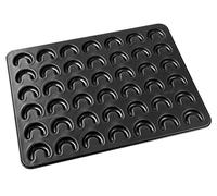 Zenker Vanilla Crescent Baking Tray, 42 Crescents & Croissants, Cookie Baking Mould, Moon or Rainbow Shape, 42x32cm, Metallic Black