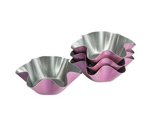 Zenker Z7473 Creative Studio Wavy Baking Cups Fancy Baking Moulds Cake Pan Non-Stick Creative Baking (Color: Pink, Silver) Quantity: 4 Pieces