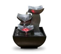 ZenLight - Boro Waterfall Zen Relaxing Room Fountain with Coloured LED Light - Living Room, Bedroom, Office Decoration - Meditation and Relaxation - Closed Circuit Table Fountain - H 18cm