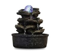 ZenLight Little Rock Polyresin Fountain, Dark Brown, 20 x 20 x 23 cm