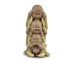 Zen'Light Statue of 3 Laughing Buddhas - See Nothing - Hear Nothing - Say Nothing - Baby Buddha Symbolic Ensemble - Peaceful and Cheerful Mood - Zen Decoration - Height 18 cm
