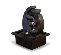 Zen'Light V2 4-Tier Natural Stone Effect Indoor Fountain with Colourful LED Light - Modern Zen Table Decor, Ideal for Meditation and Relaxation - H 26 cm