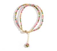 Zenlir Elegant Copper Featuring Rainbow Color Beads Two Layer 3mm Beaded Chain Bangle for Comfortable Wear Fashion Accessory