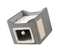 Zenlir Foldable Cats Bed House with Double Tiered Design and Pad Rest Place Cave for Various Cats Easy Storage Foldable Cats Cave House