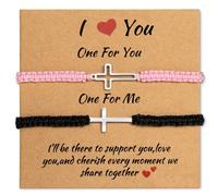 ZENLIV 2Pcs Adjustable Cross Couples Bracelets for Men Women, Matching Bracelets for Couples, High-Strength Woven Rope, Anniversary Valentines Christmas Friendship Bracelets Gift for Him Her, One Size