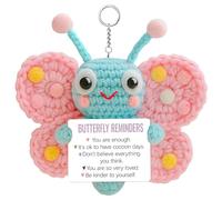 ZENLIV Emotional Support Crochet Mini Butterfly Gifts for Women, Positive Animal Inspirational Appreciation Gifts for Women Teacher Coworker, Handmade Crochet Desk Decor, Christmas Birthday Gift